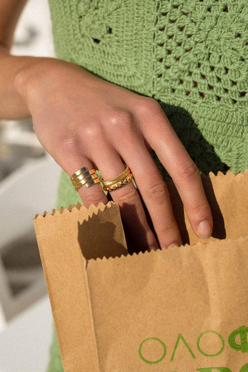 ROMAN DOTS RING GOLD